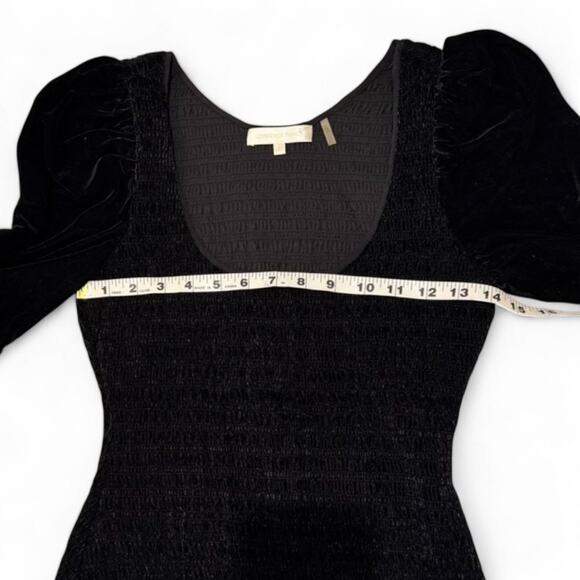 LoveShackFancy Women's Dorset Black Velvet Cocktail and Party Dress P - Picture 5 of 8
